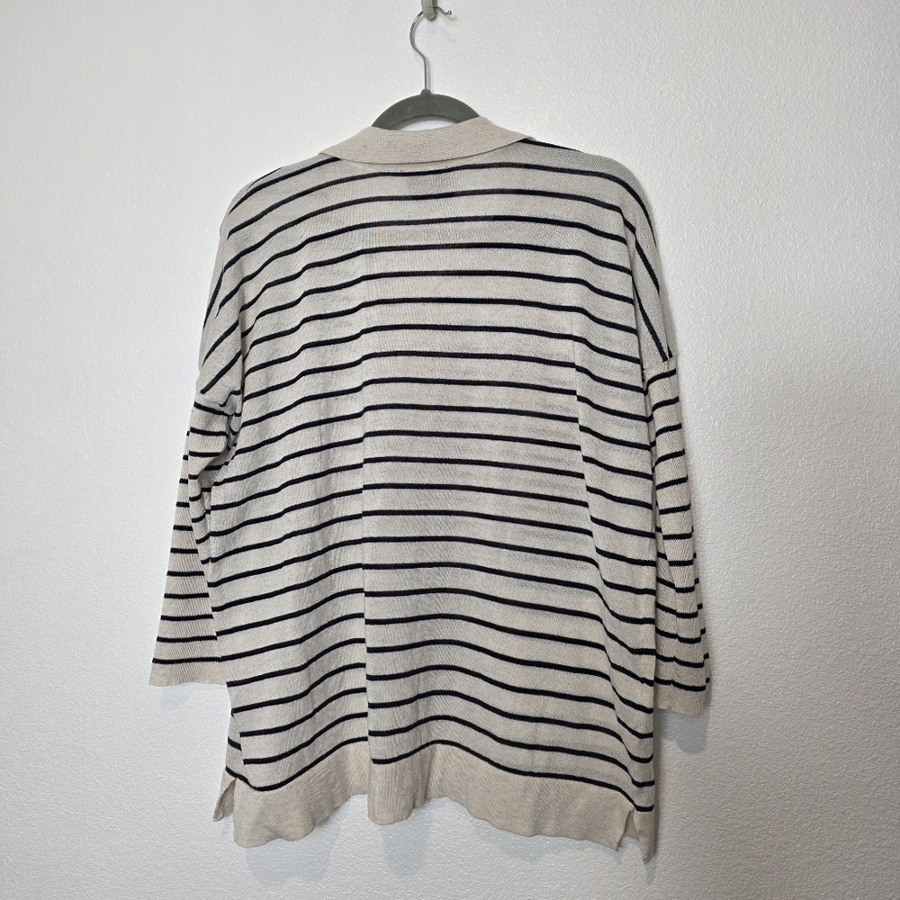 Tuckernuck Clayton Striped Knit Linen Polo Long Sleeve Sweater - Picture 7 of 9